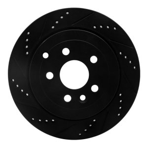 Land Rover LR2 Brake Rotor (1) - Rear Left - R1 Concepts - Drilled & Slotted - Black - `08-`12